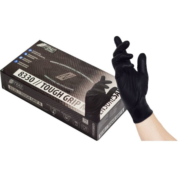 Nitras TOUGH GRIP N, Nitril-Einmalhandschuhe schwarz Gr.M (8330-M)