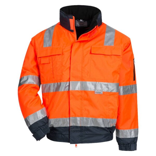 Nitras MOTION TEX VIZ PLUS, Warnschutz- Pilotenjacke,neonorange / blau (7140)