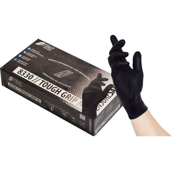 Nitras TOUGH GRIP N, Nitril-Einmalhandschuhe schwarz (8330)