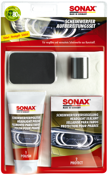 SONAX 04059410  Scheinwerfer AufbereitungsSet 85 ml