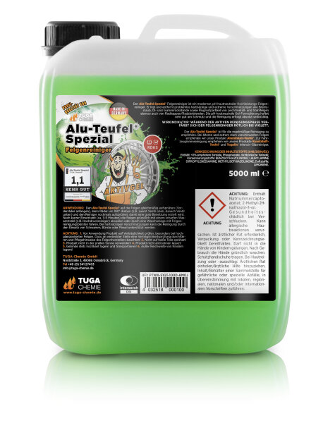 Nettoyant Jantes TUGA - Gel Sans Acide - Pour Aluminium Et Acier - Pulvérisateur 1000 Ml
