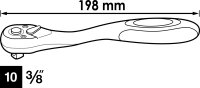 VIGOR Feinzahn-Umschaltknarre - V6038 - Vierkant 10 mm (3/8 Zoll) - 198 mm