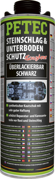 PETEC Steinschlag- & Unterbodenschutz Kautschukbasis Ueberlackierbar Schwarz 1.000ml (73210)