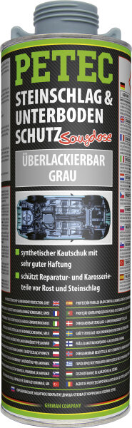 PETEC Steinschlag- & Unterbodenschutz Kautschukbasis Ueberlackeirbar Grau 1.000ml (73310)