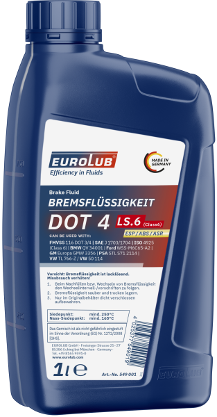 EUROLUB BREMSFLÜSSIGKEIT DOT4 LS.6 (CLASS6) - 1 L (549001)