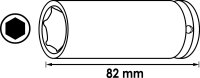 VIGOR Schlagschrauber Steckschlüsseleinsatz - lang - V5550L - Vierkant12,5 mm (1/2 Zoll) - Außen-Sechskant Profil (verschiedene Größen)