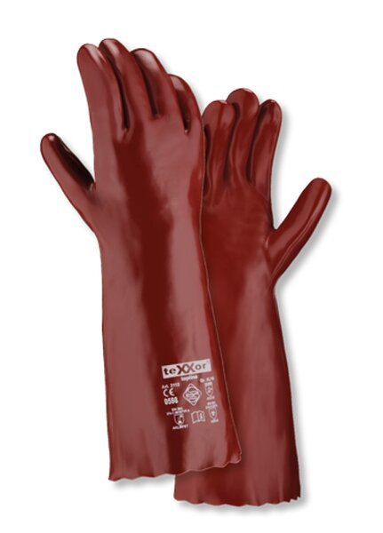 teXXor®  topline Chemikalienschutz-Handschuh PVC ROTBRAUN Gr. 9 (Art-Nr: 2110)