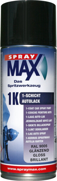 SprayMAX 400ml, 1K Decklacke RAL, tiefschwarz RAL 9005 glänzend 680101