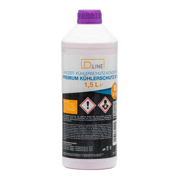 D.LINE Kühlerfrostschutz ANTIFREEZE X12+G12+ (Violett) Konzentrat 1,5 Liter (DL 2038)