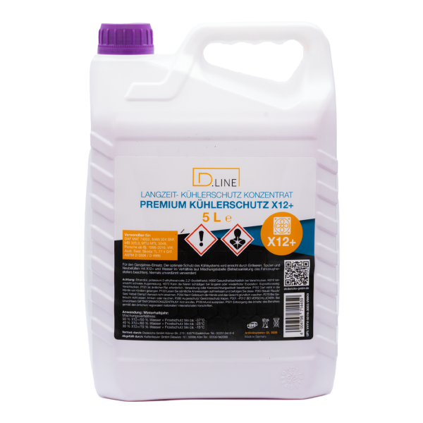 D.LINE Kühlerfrostschutz ANTIFREEZE X 12+ G12+ (Violett) Konzentrat 5 Liter (DL 2039)