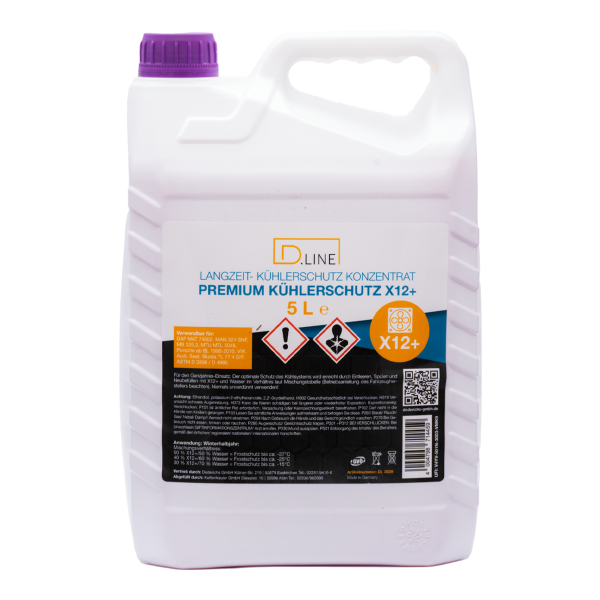 D.LINE Kühlerfrostschutz ANTIFREEZE X12+ (Violett) Konzentrat 5 Liter (DL 2039)