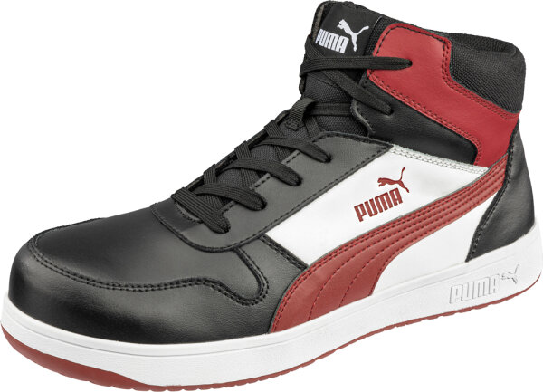 Puma FRONTCOURT BLK/WHT/RED MID S3L ESD FO HRO SR schwarz/weiß