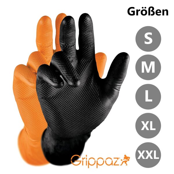 Grippaz Nitril-Handschuhe 246 schwarz oder orange 240mm (50 Stück)