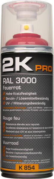 2K PRO Decklack / Sprühlack RAL 3000 Feuerrot glänzend 351854