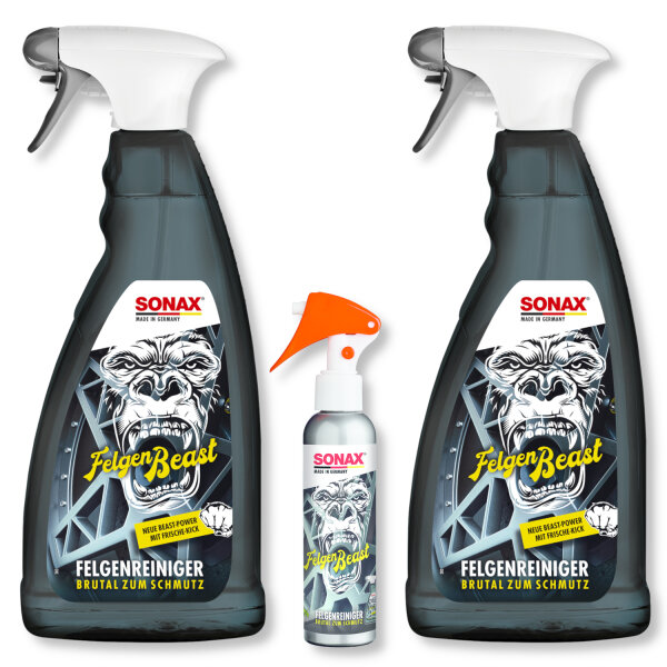 SONAX 04333000 FelgenBeast Aktionsset 2x1 Liter + 140 ml Felgenreiniger