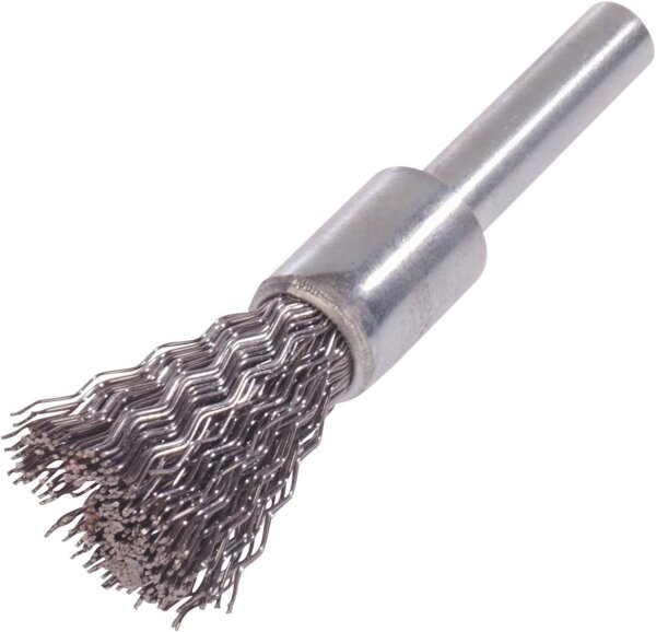 LESSMANN Pinselbürste mit 6 mm Schaft Drm 12 mm lang 60 mm Stahldraht STA gew. 0,30 mm hoch 20 mm 451161
