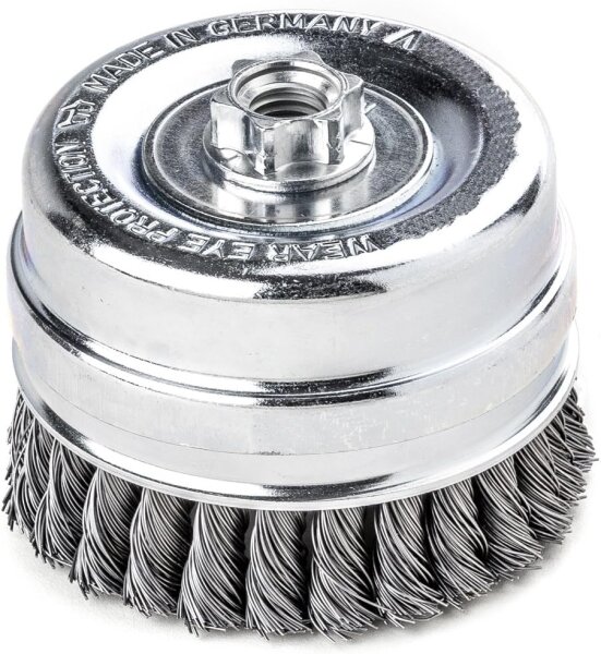 LESSMANN Zopf-Topfbürste mit Stützring Drm 100 mm 26 Z Stahldraht STH glatt 0,50 mm 486217