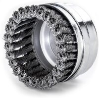 LESSMANN Zopf-Topfbürste mit Stützring Drm 100 mm 26 Z Stahldraht STH glatt 0,50 mm 486217