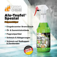 TUGA Alu-Teufel Spezial Felgenreiniger grün Sprayer 1 Liter + TUGA Felgenbürste