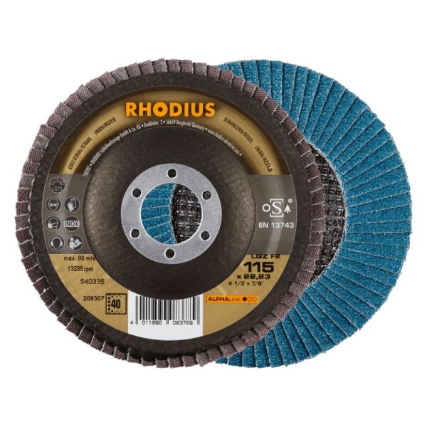 RHODIUS Fächerschleifscheibe 115x22,23 K80 209309