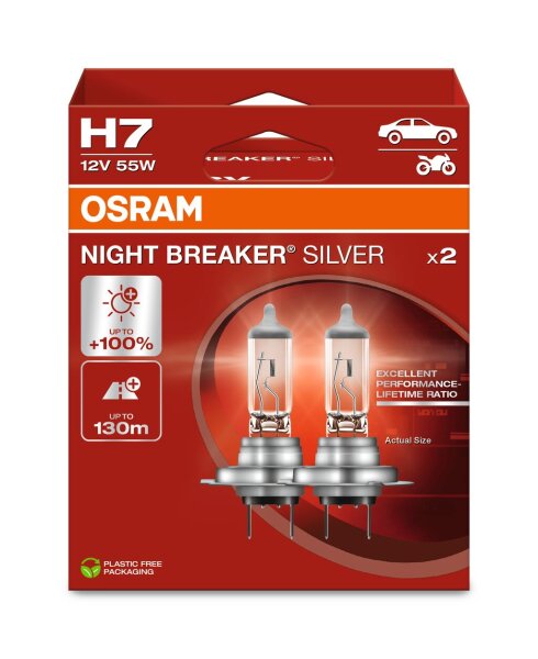 OSRAM NIGHT BREAKER® SILVER H7 Hängebox Eco 64210NBS-2HB