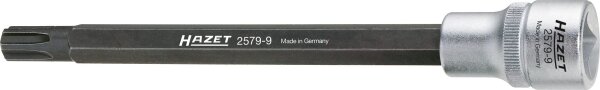 HAZET Zylinderkopf Schraubendreher-Steckschlüsseleinsatz 2579-9 - Vierkant12,5 mm (1/2 Zoll) - Polydrive Profil - 168 mm