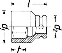 HAZET Schlag-, Maschinenschrauber Steckschlüsseleinsatz - Doppelsechskant 3047-36 - Vierkant12,5 mm (1/2 Zoll) - Außen-Doppel-Sechskant-Tractionsprofil - 36 mm